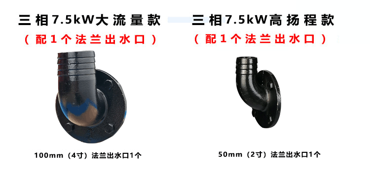 7.5kW雙刀切割泵配帶法蘭盤的75mm（3寸）口徑出水接口一個